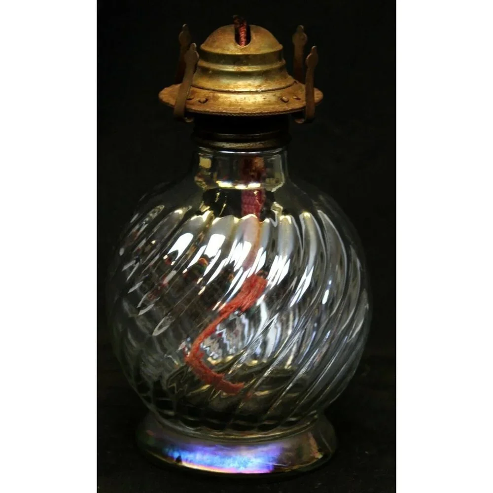 VTG Hurricane Lantern Clear Twist Round Sphere Oil Lamp